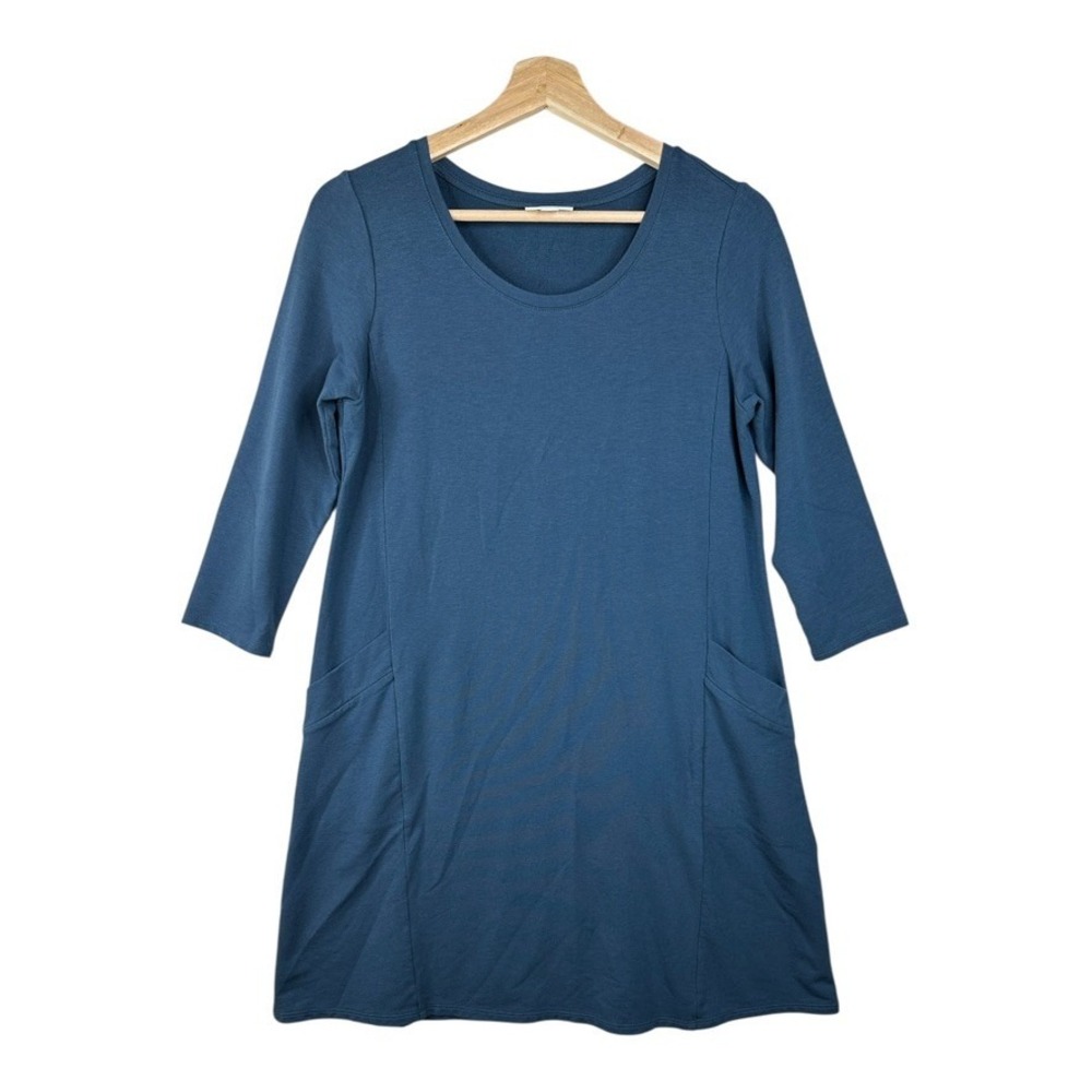 Pure Jill J. Jill Womens Blue Scoop Neck A-Line Knit Swing Dress Size XS